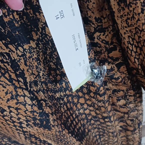 Baron Peters 100% silk dress longsleeve snakeskin size 14 vintage 80s nwt $340 - Picture 2 of 10